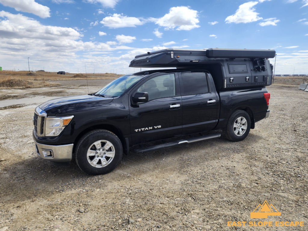 A truck with camper.